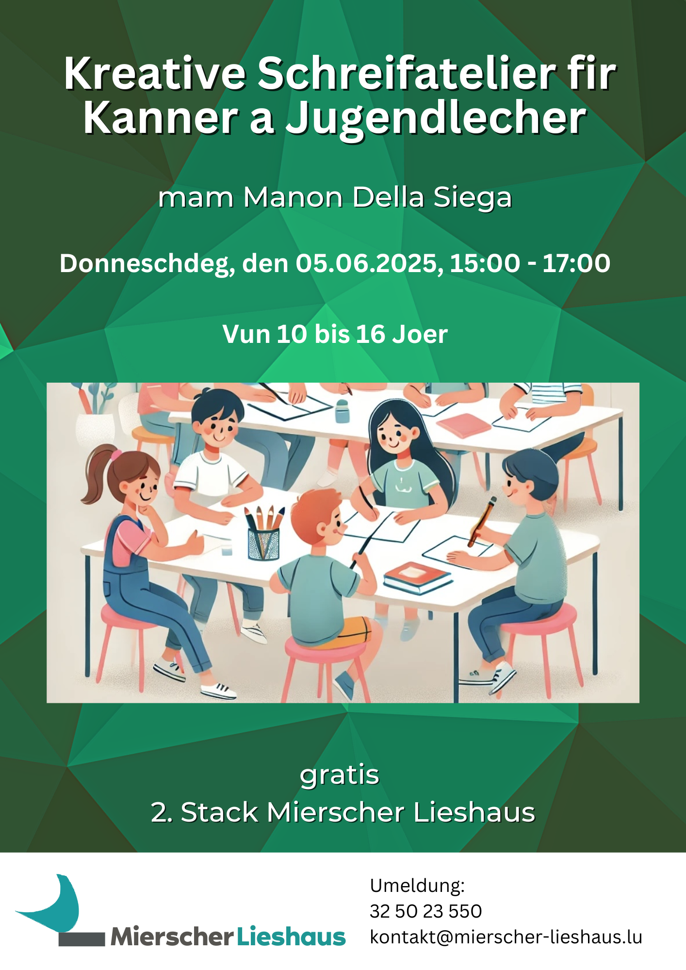 Creative writing workshop for children and teenagers (10-16)