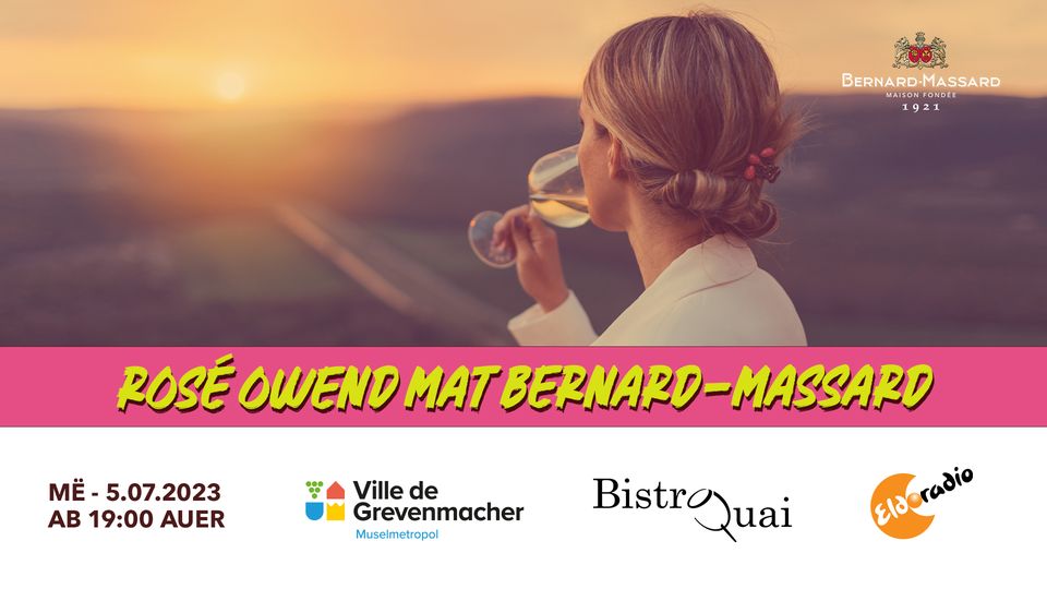 Rosé Owend um Grevenmacher Beach mat Bernard-Massard