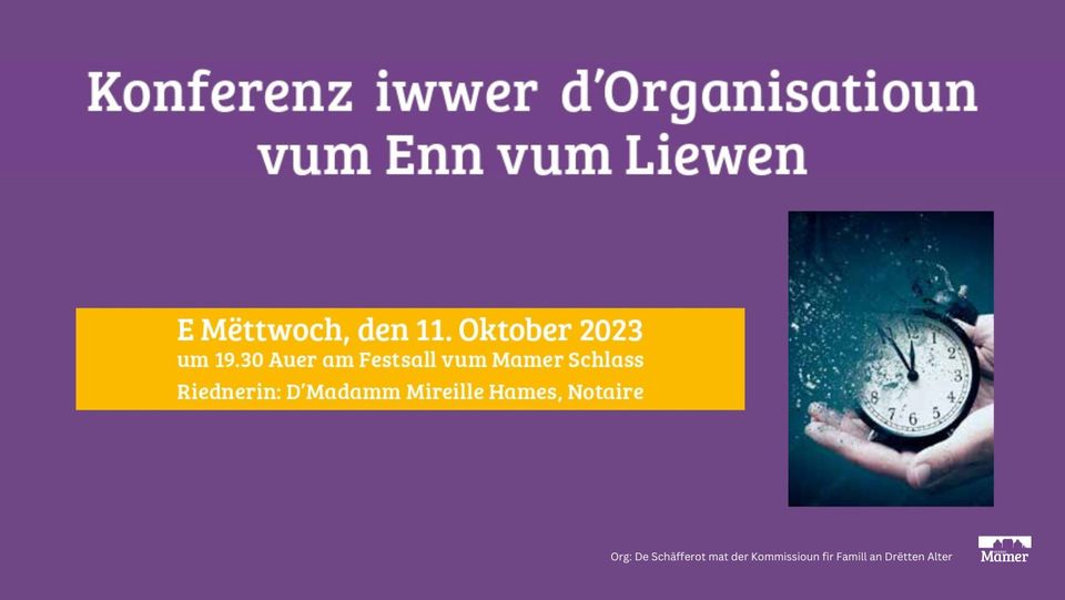 Conference on the organization of the end of life