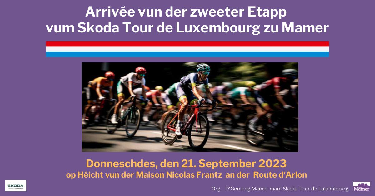 Arrivée de la deuxième étape du Skoda Tour de Luxembourg à Mamer