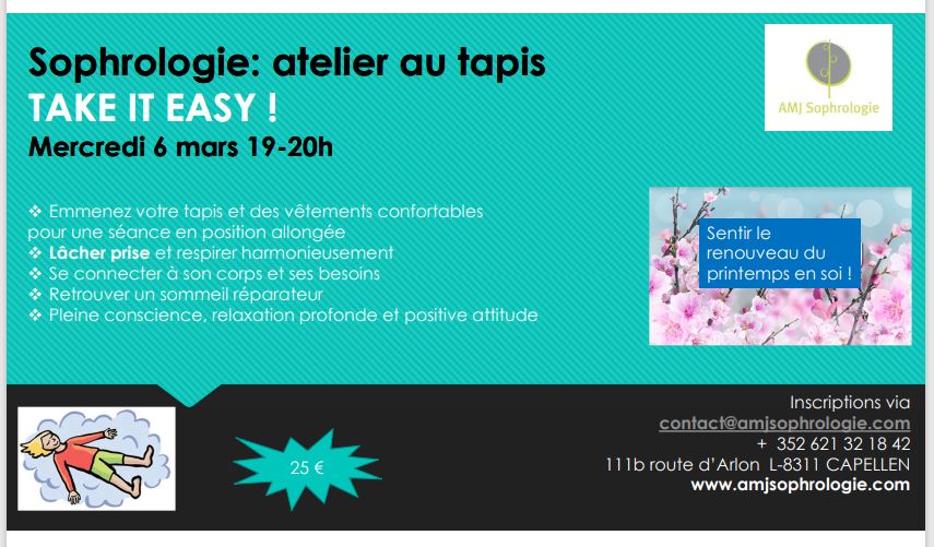 Atelier Sophrologie au tapis : Take it easy !