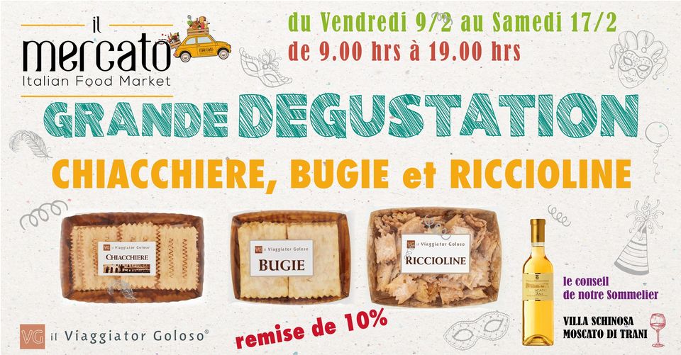 Dégustation Chiacchiere - Bugie - Riccioline ... biscuits traditionnels pour Carnaval