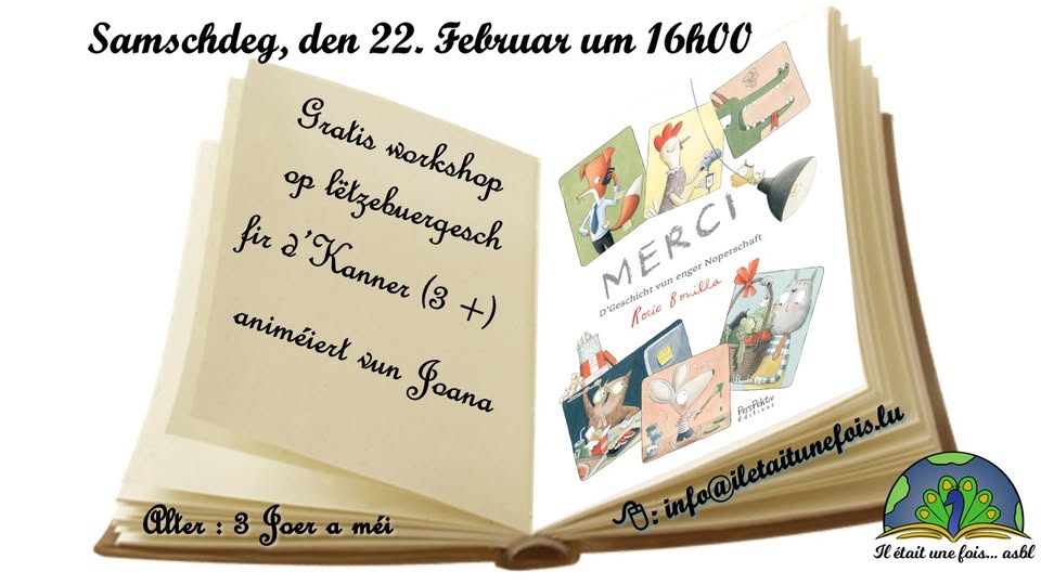 Free reading for children (3 years+) in Luxembourgish hosted by Joana