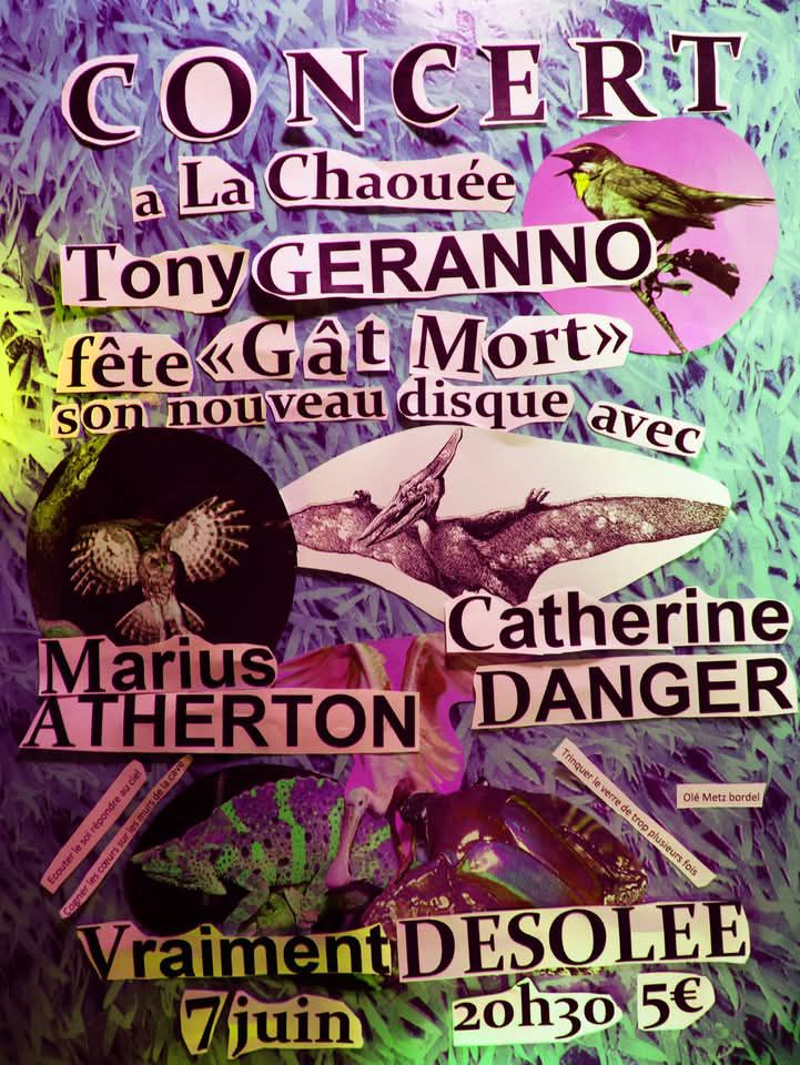 Concert Vraiment Désolée + Catherine Danger + Marius Atherton + Tony Geranno
