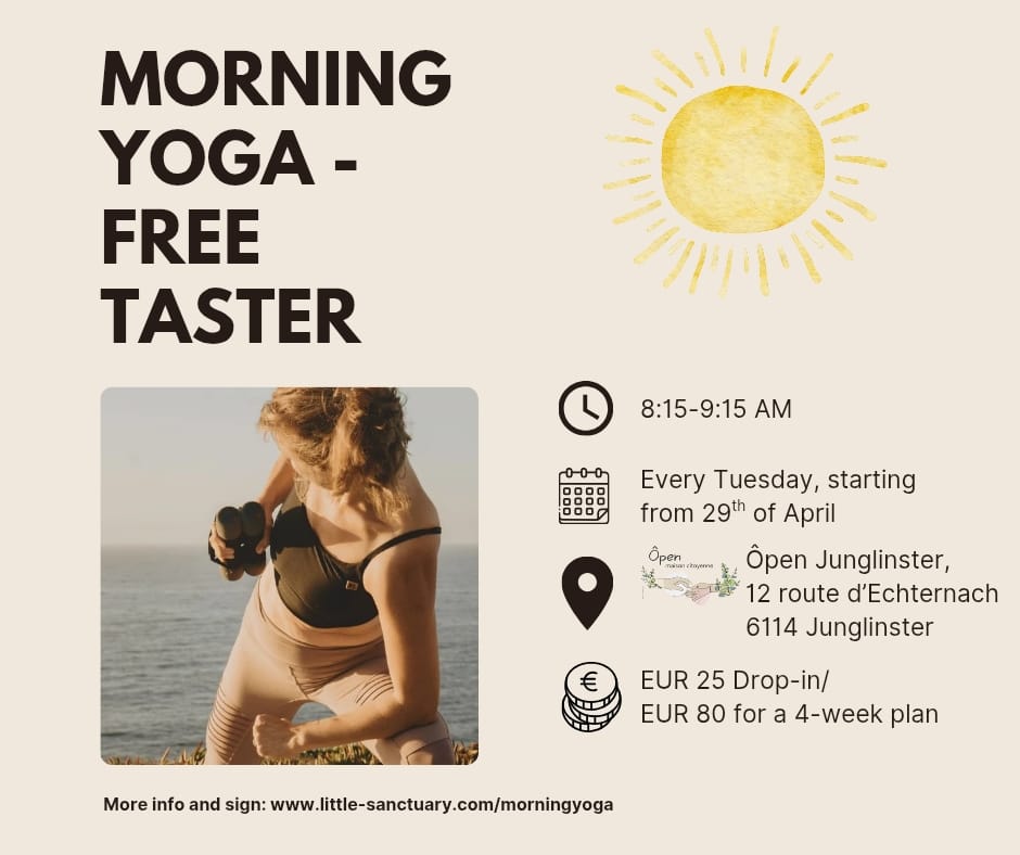 Morning Yoga in Ôpen every Tuesday 8:15 to 9:15 am