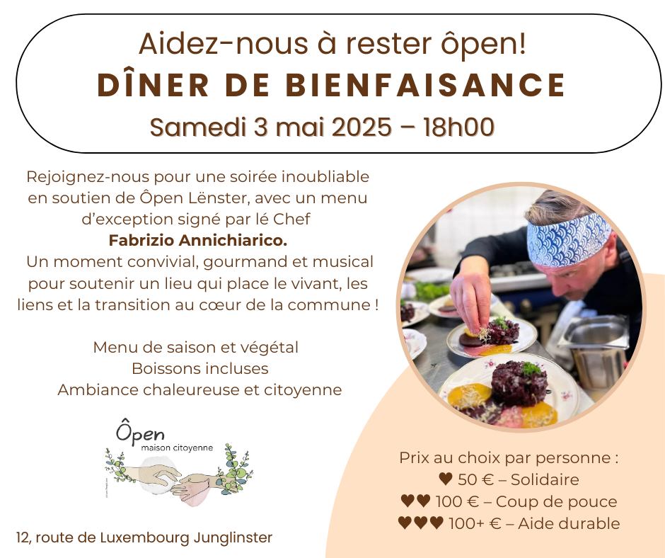 Dîner de bienfaisance pour Ôpen 3 mai 2025