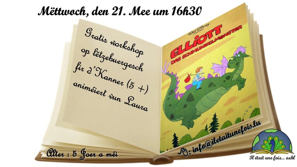 Lecture gratuite pour les enfants (3 ans et plus) animée en luxembourgeois par Laura