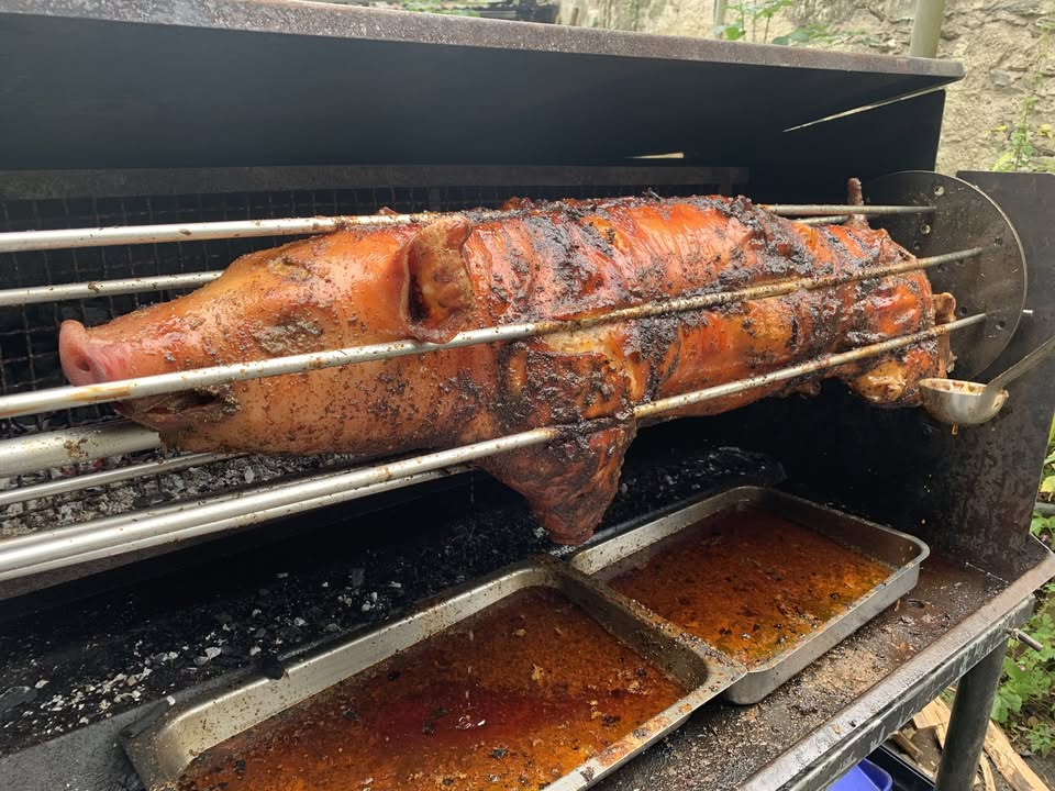 Roast pig on the spit