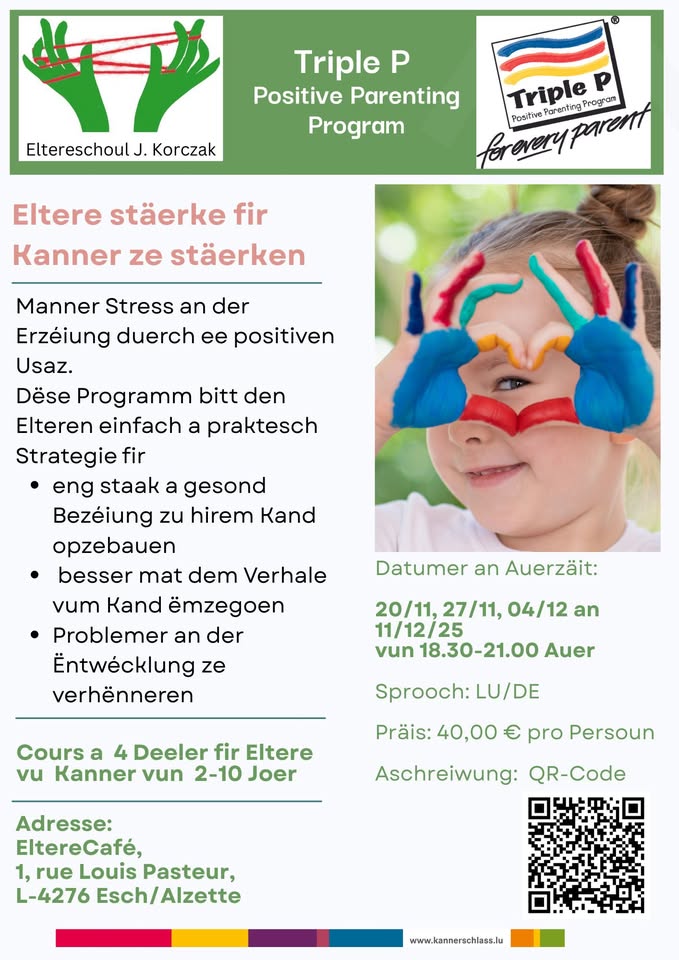 Cours Triple-P pour les parents d'enfants de 2 à 10 ans