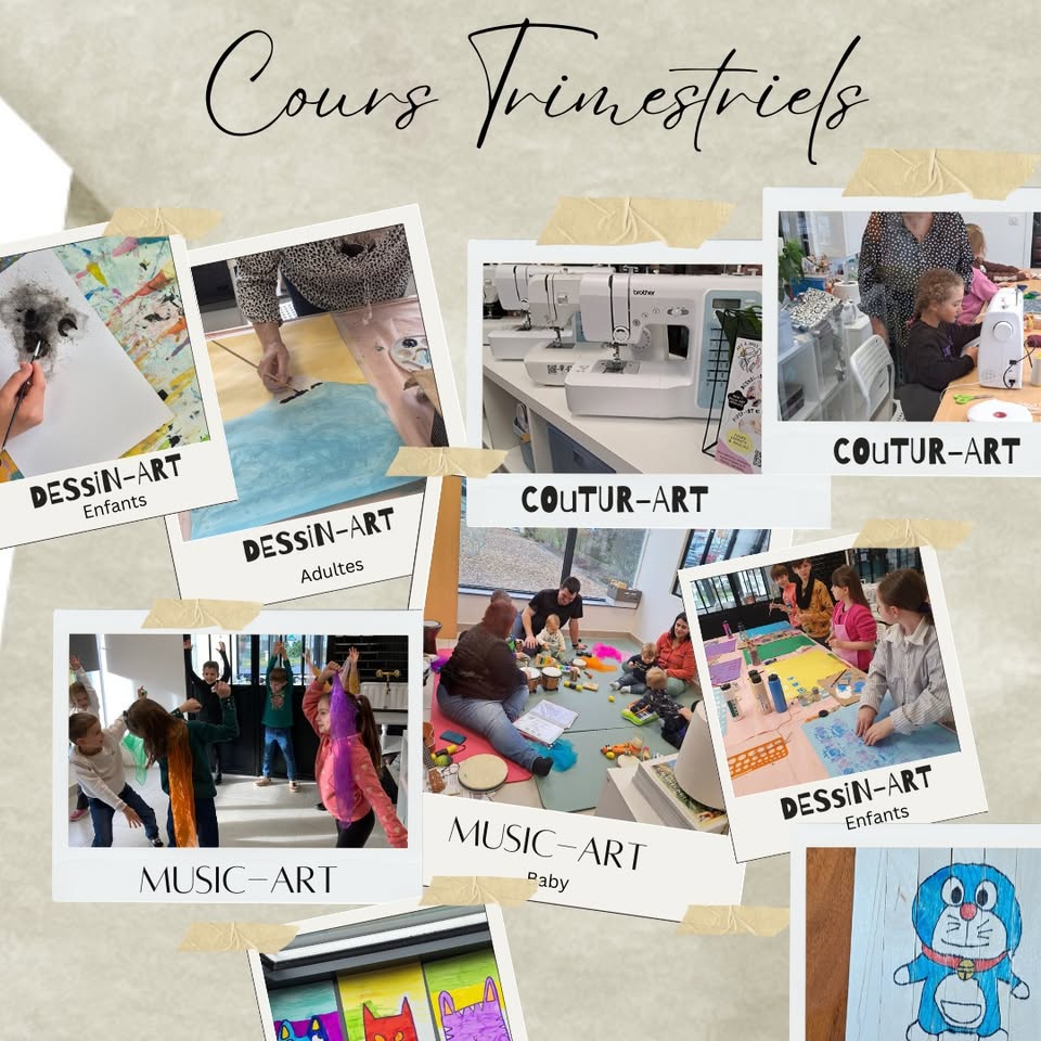 Cours trimestriels : Dessin, Couture, Musique
