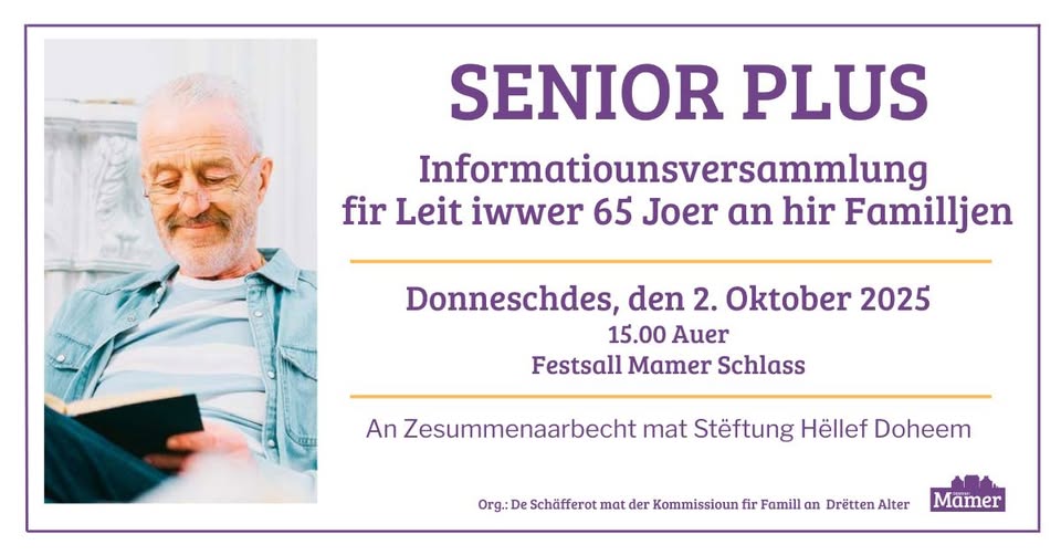 Senior Plus : Réunion d'information pour les personnes de plus de 65 ans et leurs familles