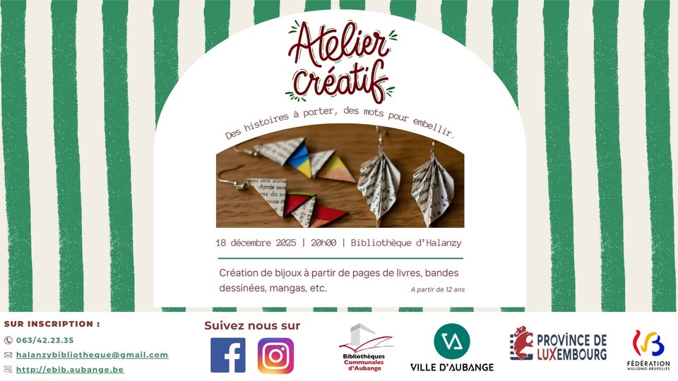 Creative Workshop at the Halanzy Library: Paper Jewelry