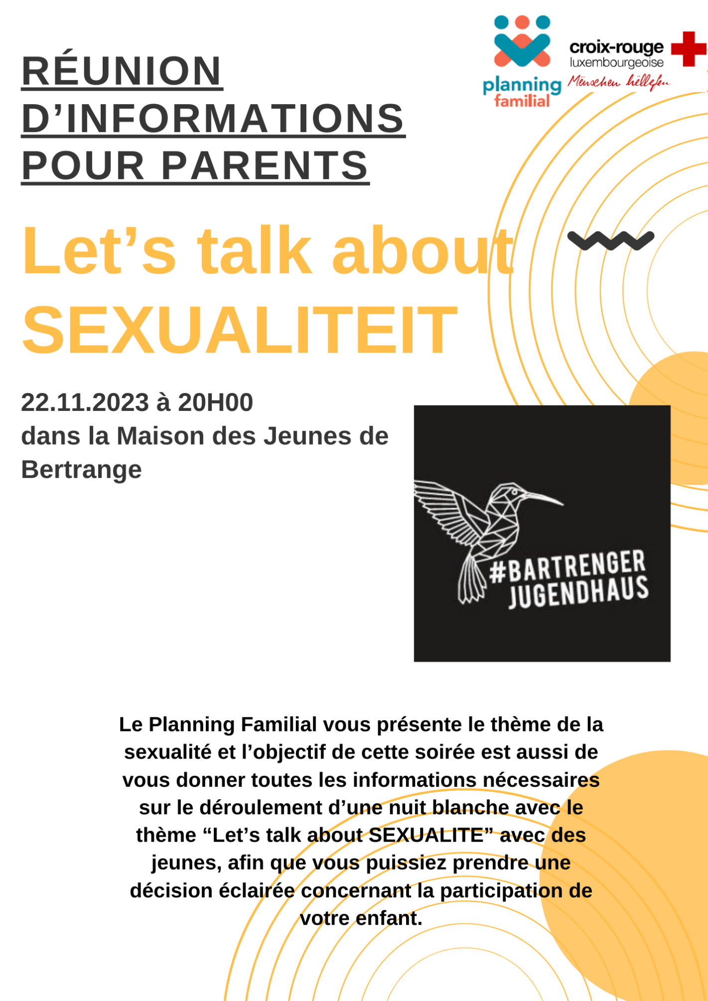 Let's talk about Sexualiteit - Réunion d'informations pour parents