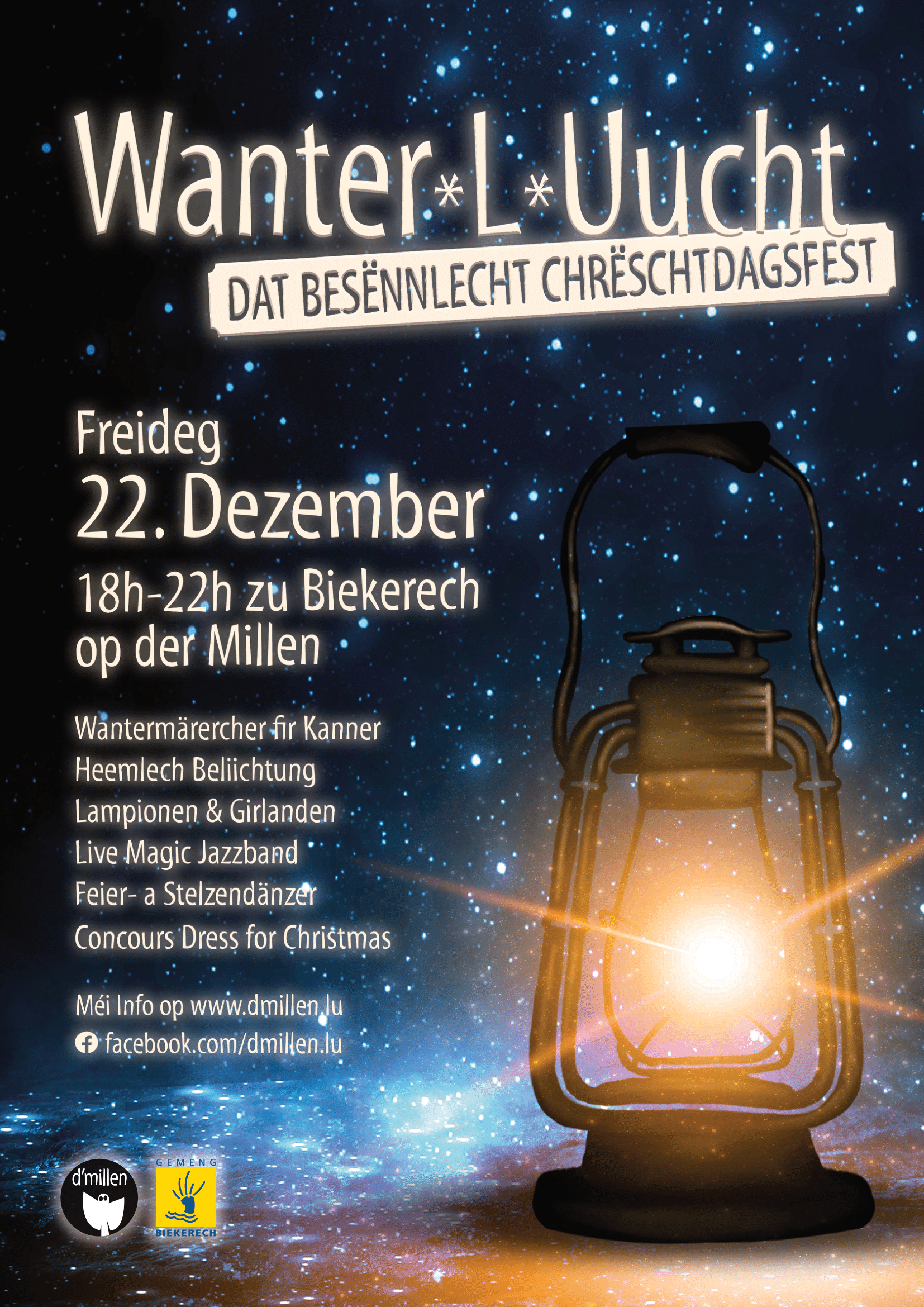 Winter-L-Ucht - la fête de Noël significative à Biekerech sur le moulin !