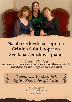 Concert classique  Natalia Orlovskaia, Cristina Subtil et Svetlana zemskova