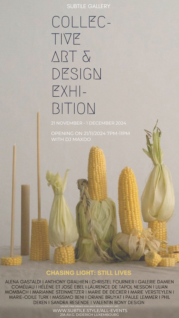Collective Art & Design Exhibition - Chasing Light: Still Lives with 18 artists - Opening Party 21/1