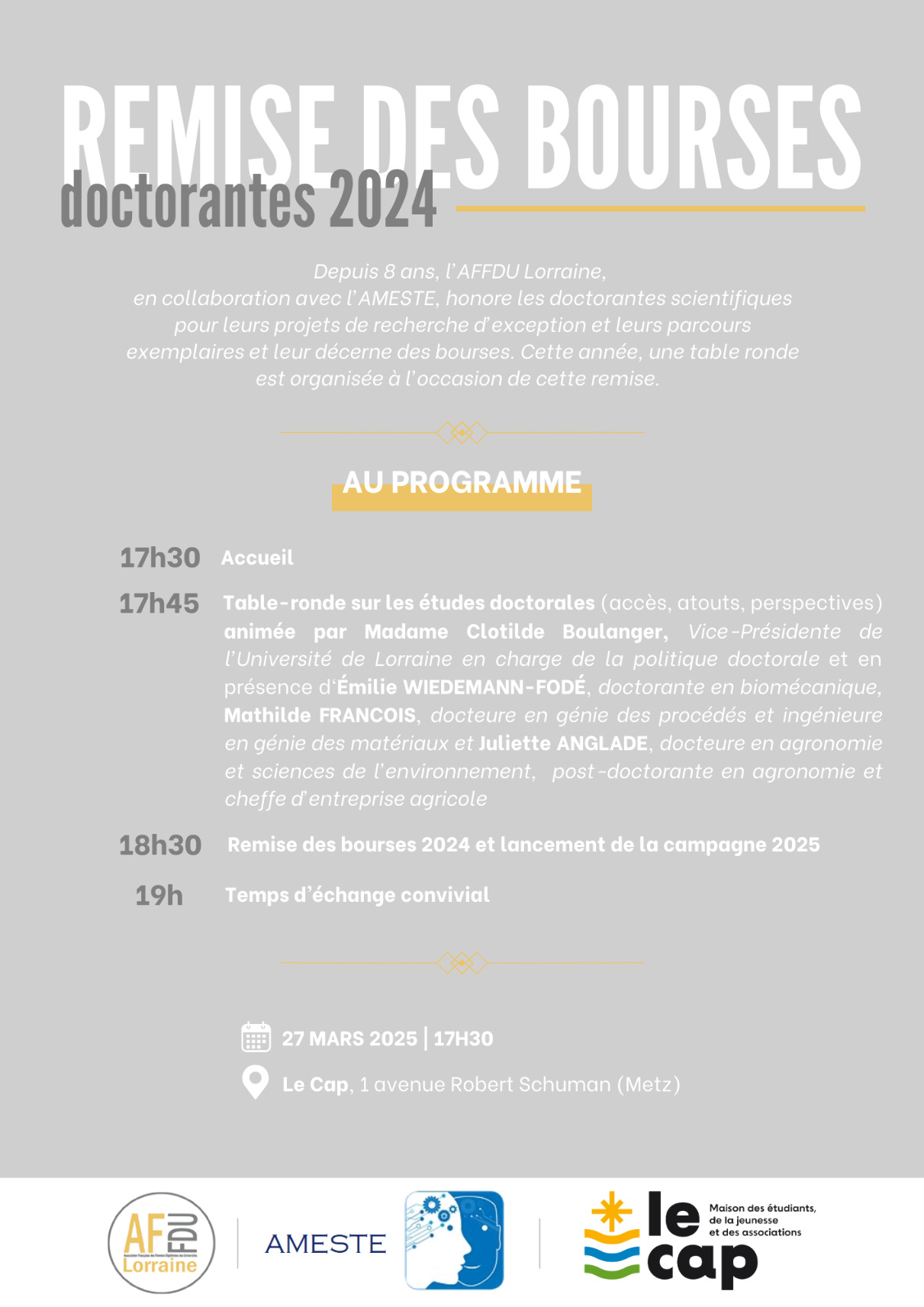 Remise des bourses doctorantes