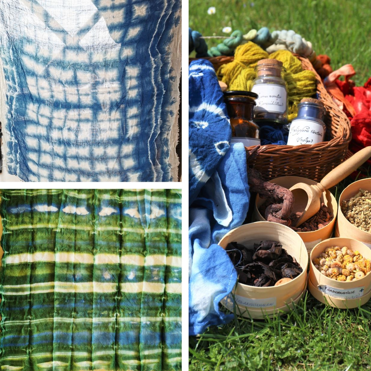 Teinture à l'indigo et shibori : écharpe