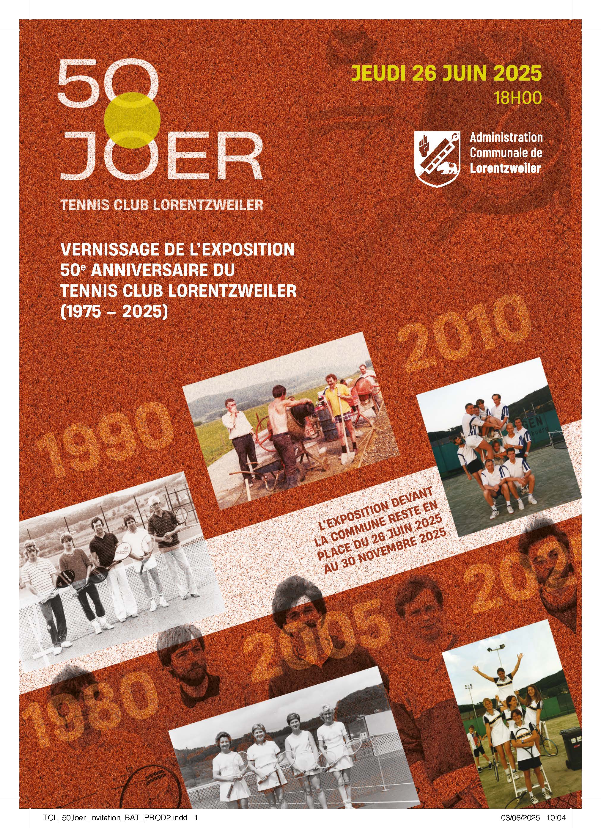 Vernissage de l'exposition 50 Joer Tennis Club Lorenztweiler (1975-2025)