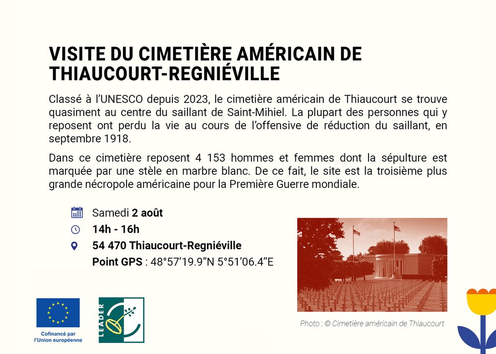 Visite du cimetière américain de Thiaucourt-Regniéville