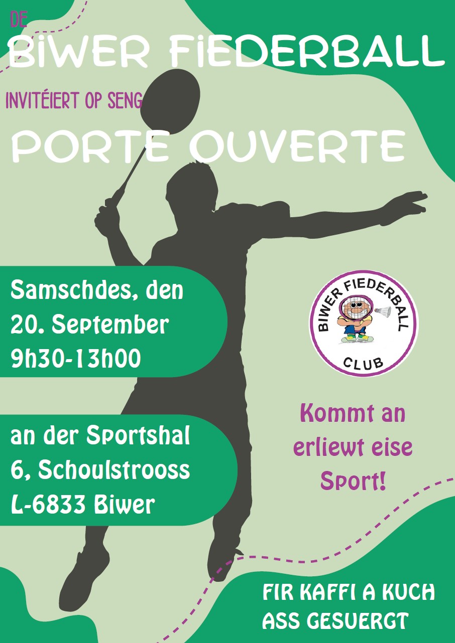 Open door of the Biwer badminton club