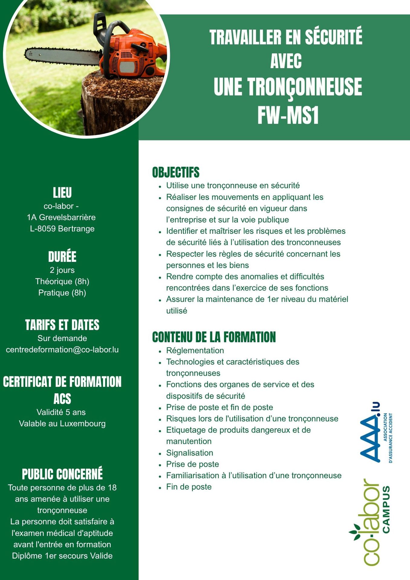 Travailler en sécurité avec une tronçonneuse