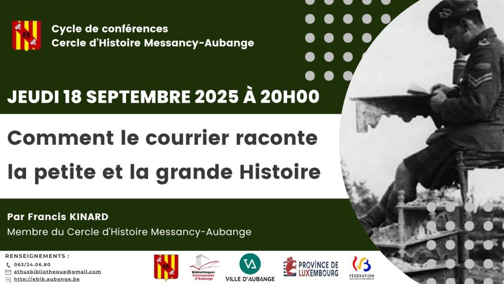 Conférence à la bibliothèque d’Athus – « Comment le courrier raconte la petite et la grande Histoire