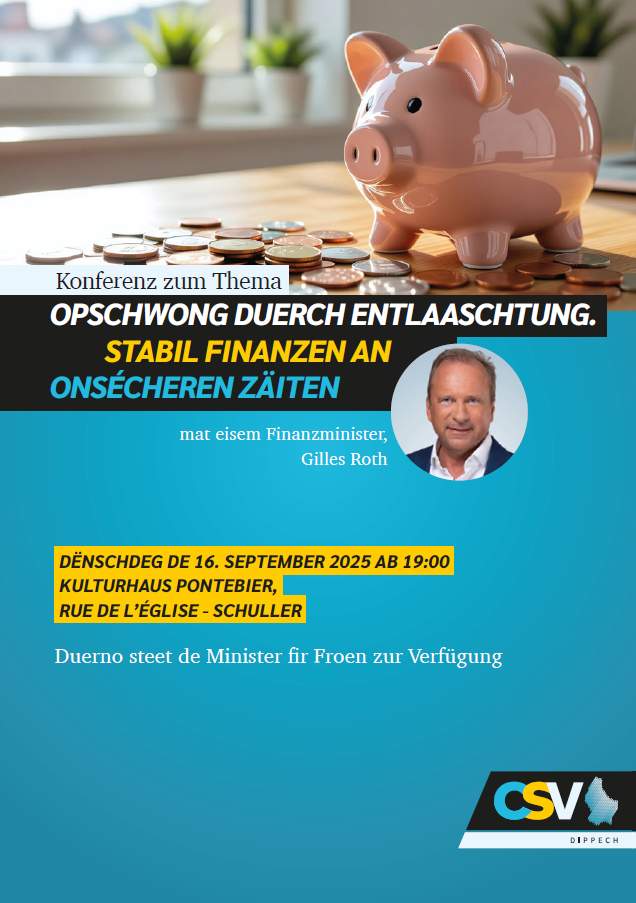 Conférence avec le ministre des Finances Gilles Roth