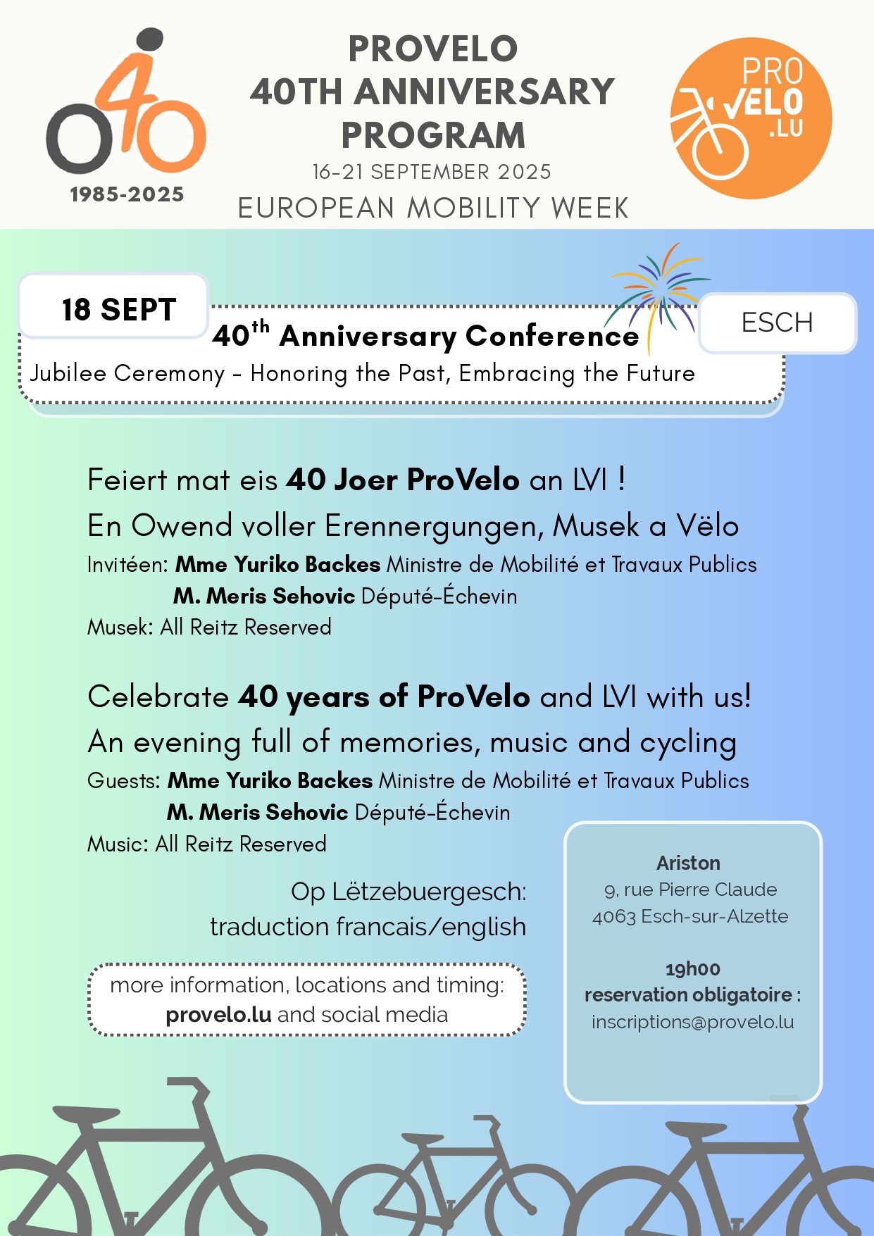 🎉 40ème anniversaire de ProVelo