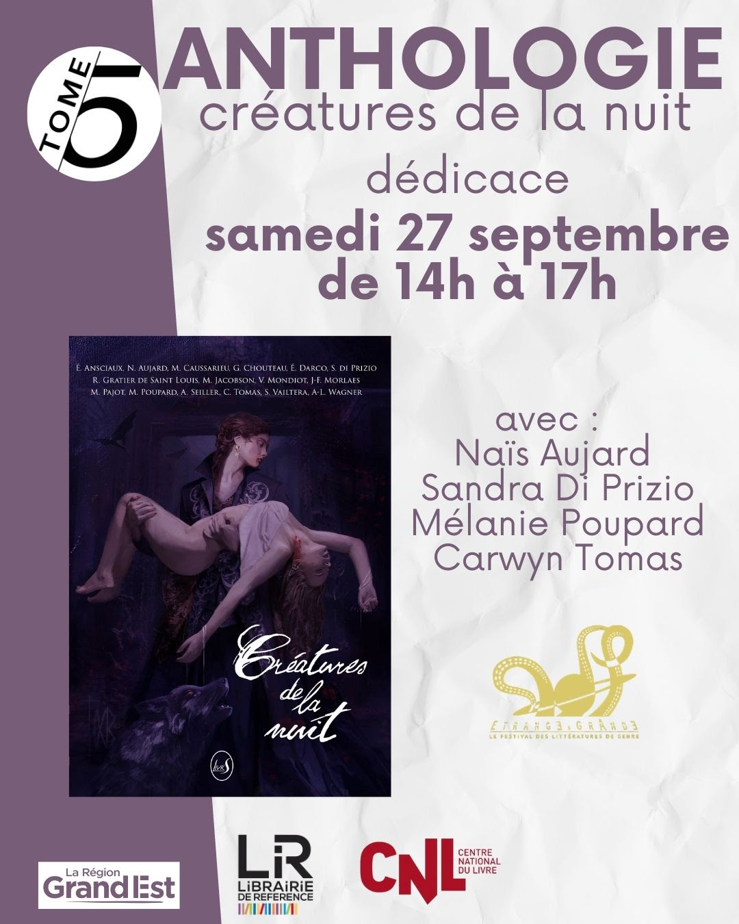 Dédicace de l'anthologie 'Créatures de la nuit'