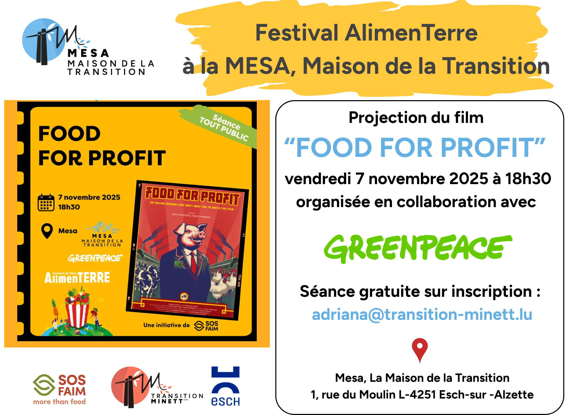 Projection  “Food For Profit”