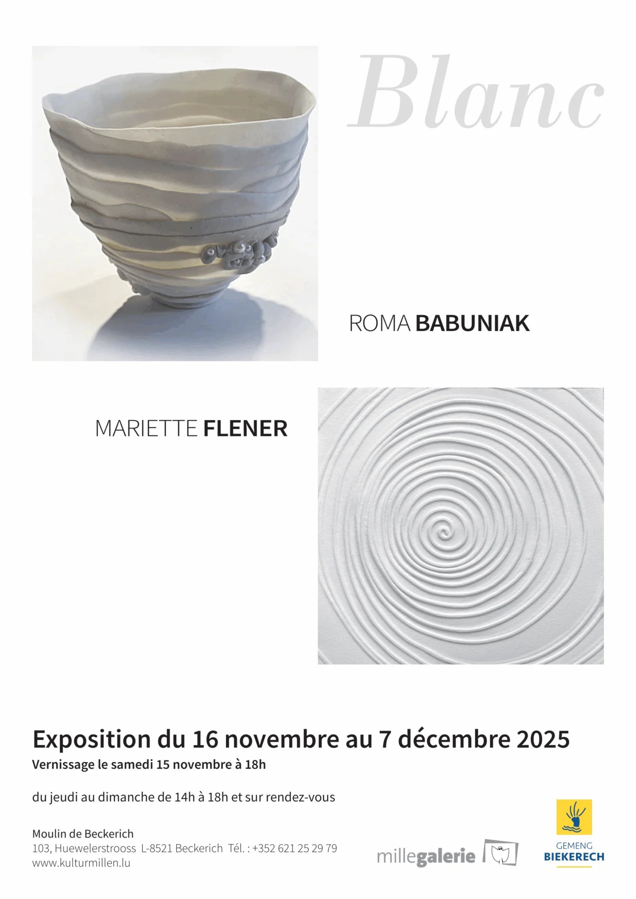 'Blanc', exhibition by Roma Babuniak & Mariette Flener