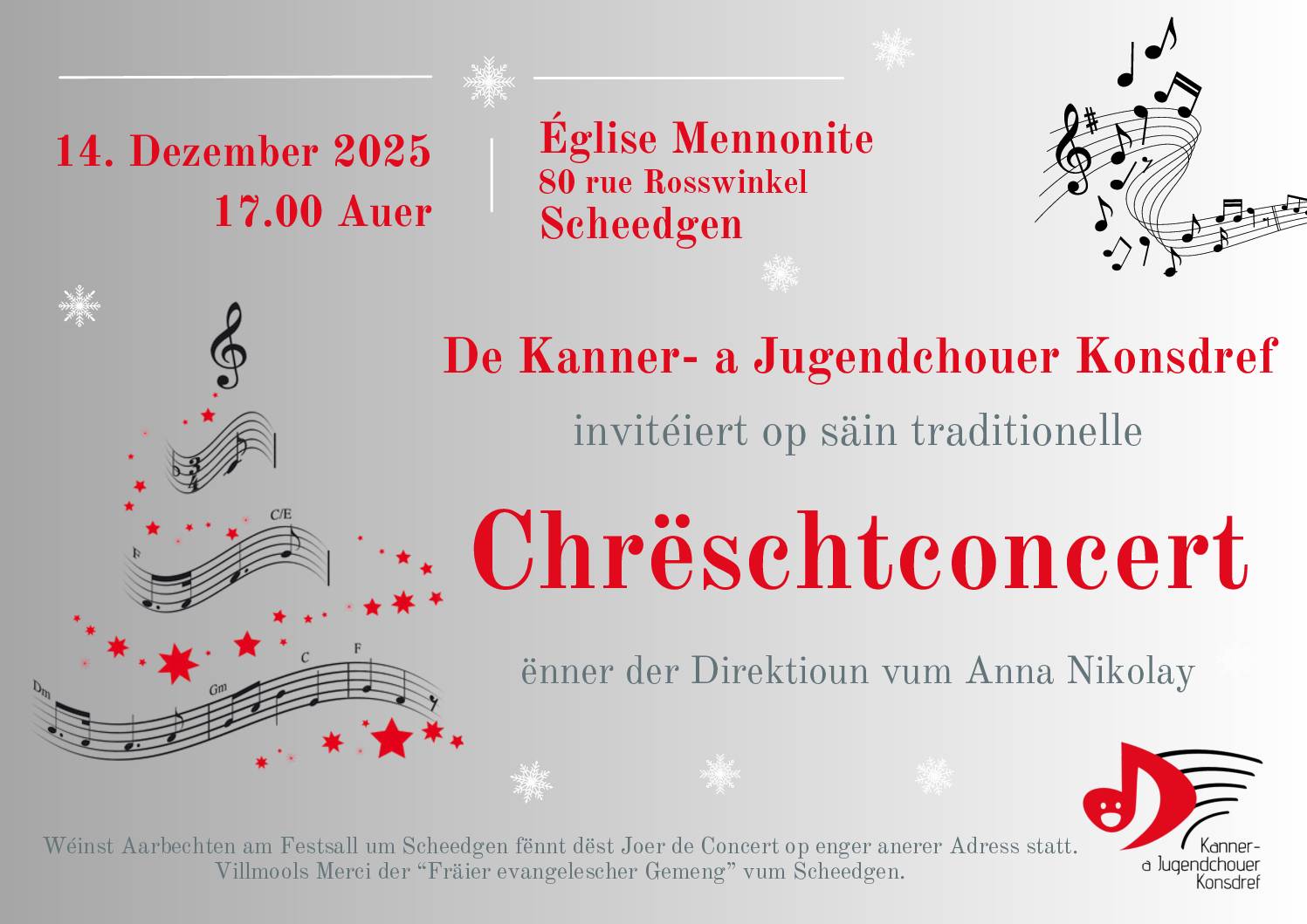 Concert de Noël – La chorale d'enfants et de jeunes Konsdref